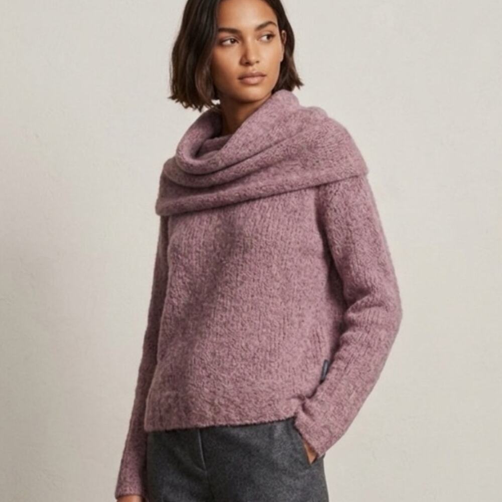 Vince Cowl Neck Cropped Marled Mauve Soft Alpaca Sweater S